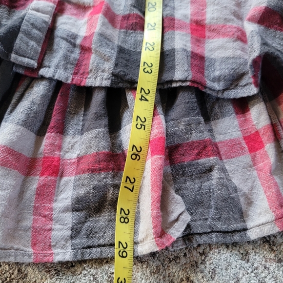 Free People‎ Red Plaid Cotton Collared Long Sleeves Button Down Shirt Medium - Picture 10 of 10